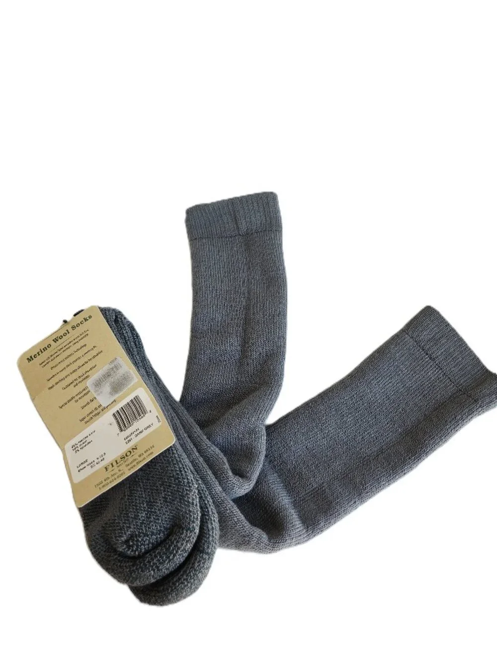 NEW FILSON Made in USA Merino Wool Socks Heavyweight Over the Calf Dark Grey